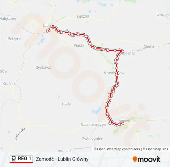 REG 1 Train Line Map