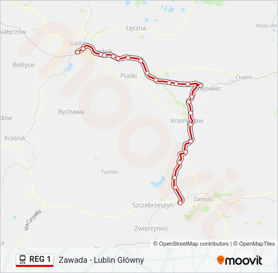 REG 1 Train Line Map