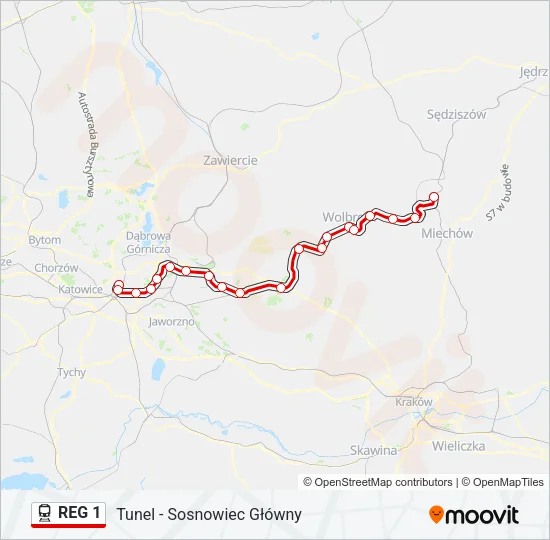 REG 1 Train Line Map