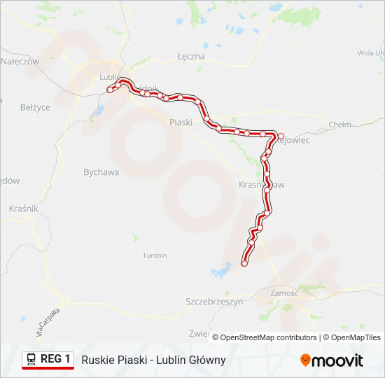 REG 1 Train Line Map