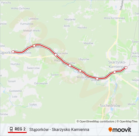 Поезд REG 2: карта маршрута
