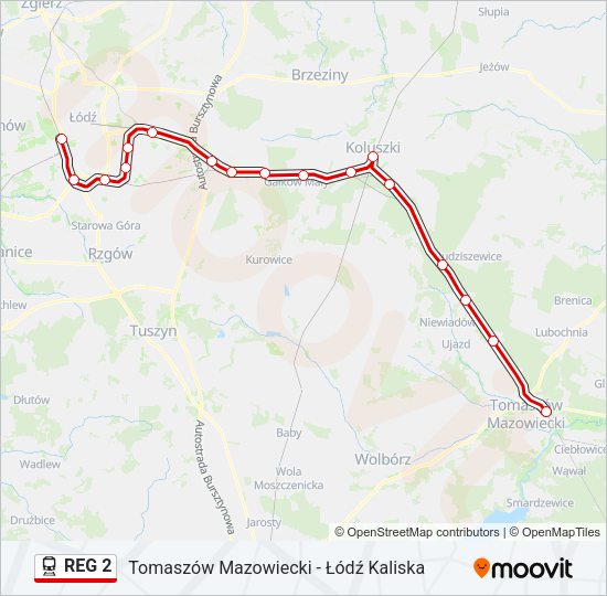 Поезд REG 2: карта маршрута