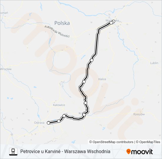 Поезд EN 41010: карта маршрута