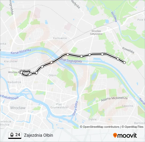Трамвай 24: карта маршрута