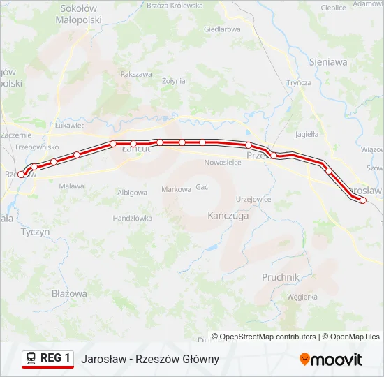 Поезд REG 1: карта маршрута