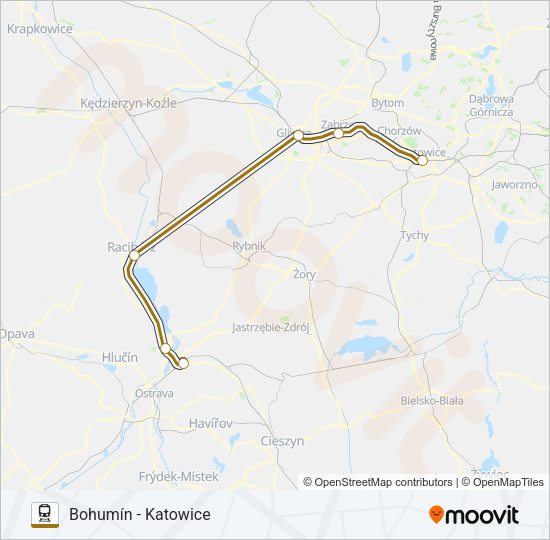 Mapa linii kolej EC 44000