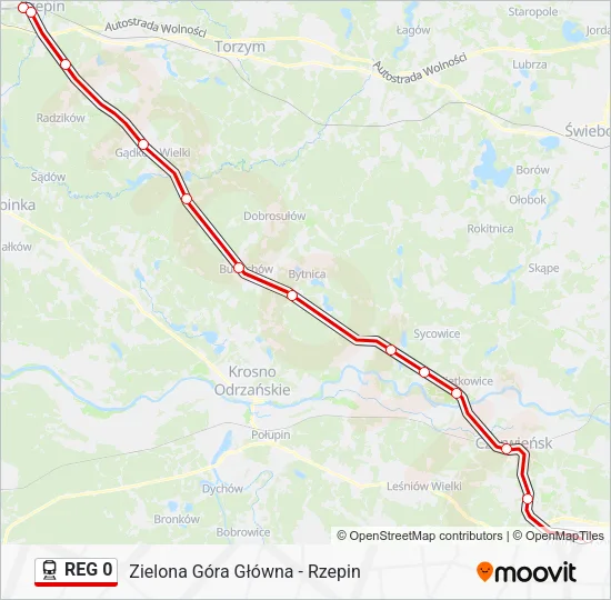 Поезд REG 0: карта маршрута