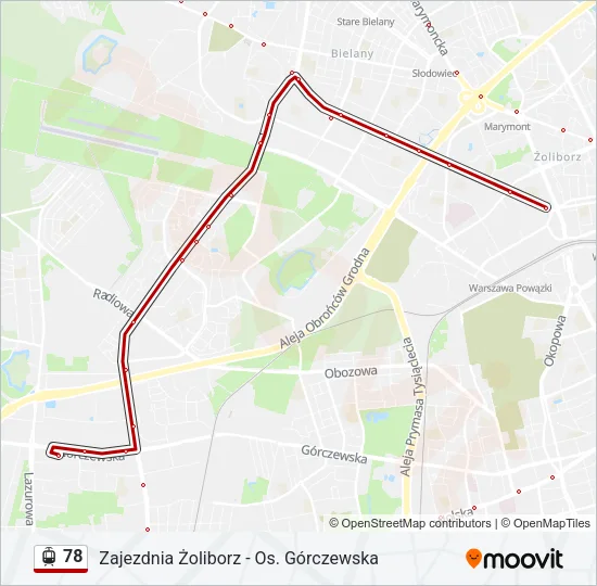 Трамвай 78: карта маршрута