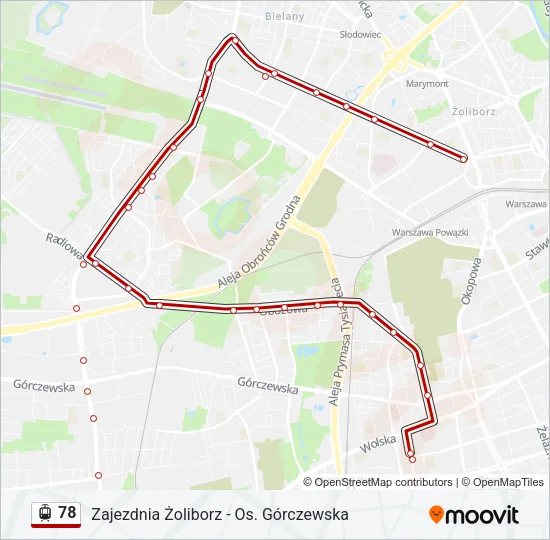 Трамвай 78: карта маршрута