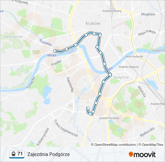 Трамвай 71: карта маршрута