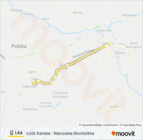 Поезд LKA: карта маршрута