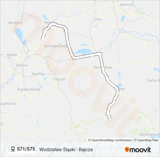 Поезд S71/S75: карта маршрута
