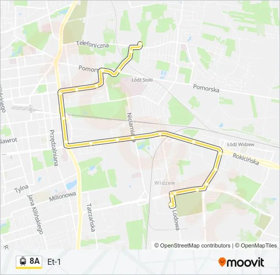 Трамвай 8A: карта маршрута