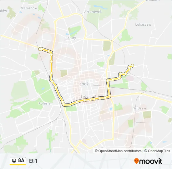 Трамвай 8A: карта маршрута