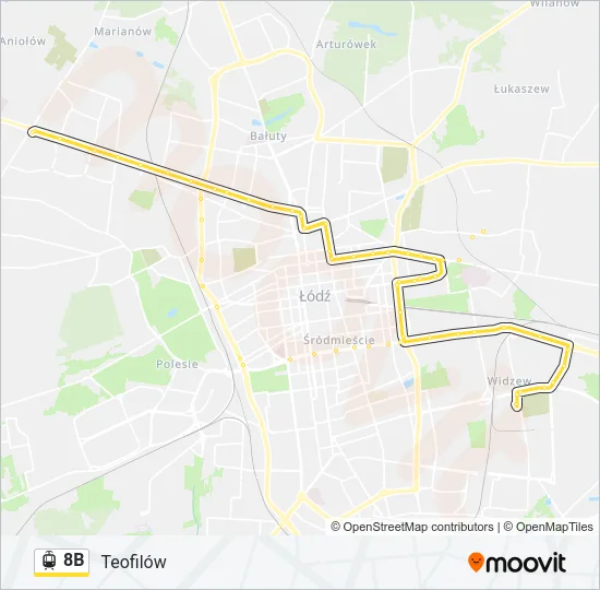 Трамвай 8B: карта маршрута
