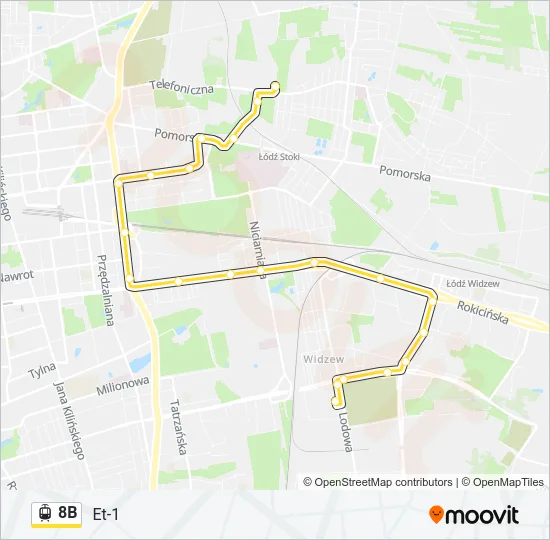 Трамвай 8B: карта маршрута
