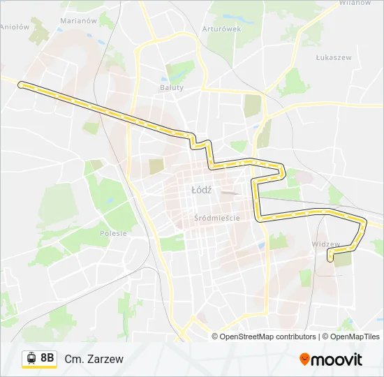 Трамвай 8B: карта маршрута