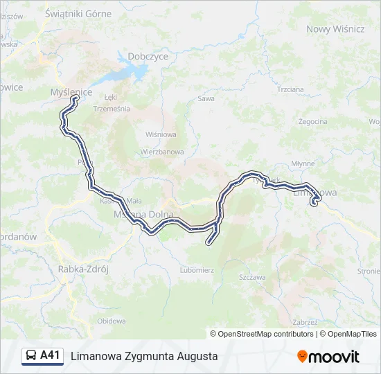 Автобус A41: карта маршрута