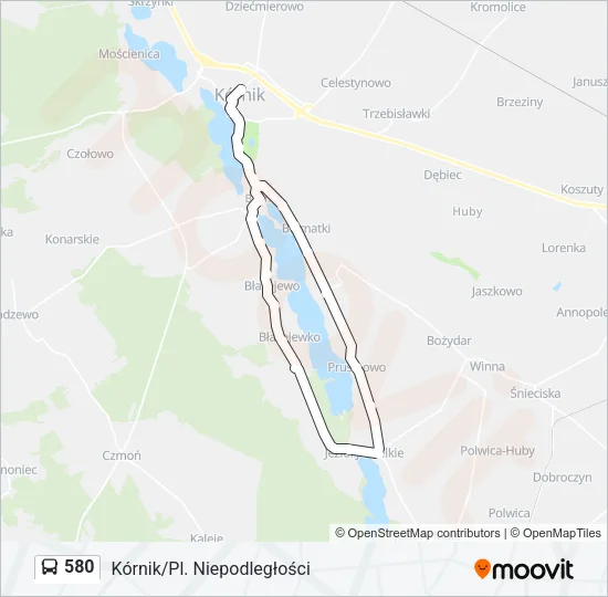 Автобус 580: карта маршрута