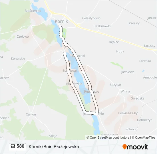 Автобус 580: карта маршрута