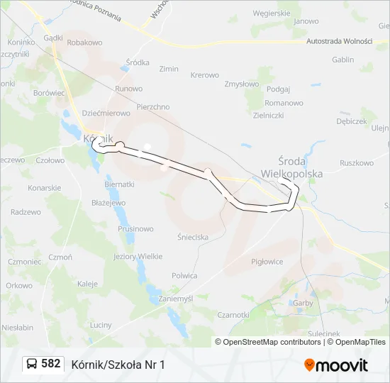 Автобус 582: карта маршрута