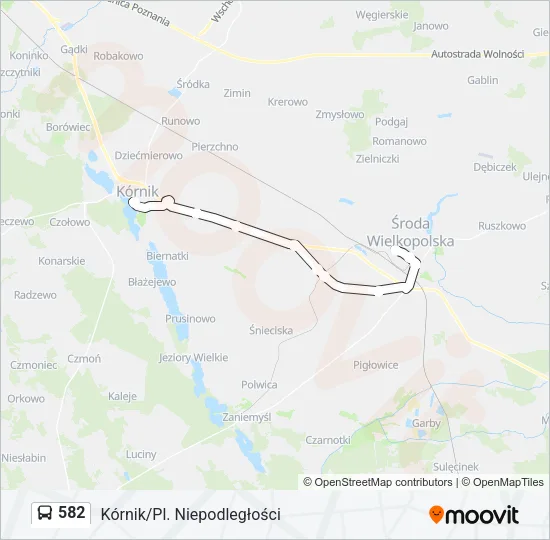 Автобус 582: карта маршрута