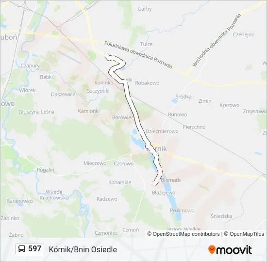 Автобус 597: карта маршрута