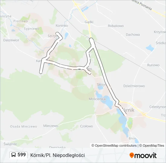 Автобус 599: карта маршрута