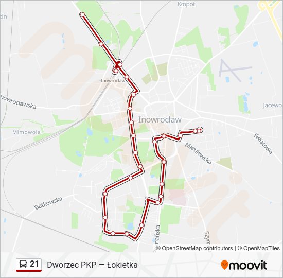 21 Route: Schedules, Stops & Maps - Działki (Updated)