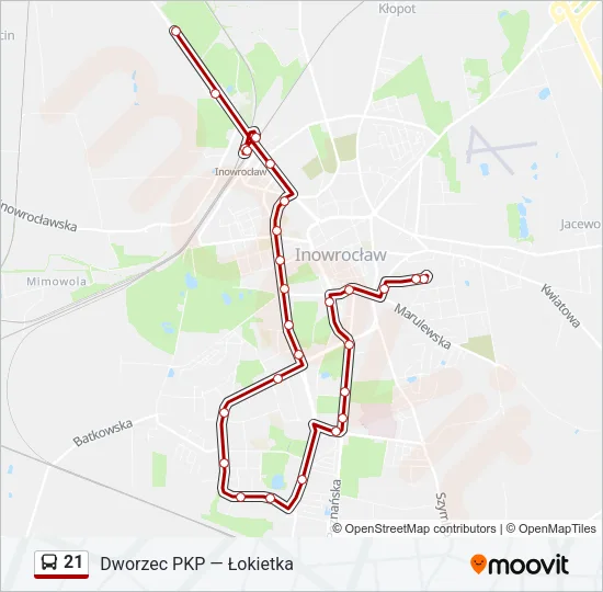 Автобус 21: карта маршрута
