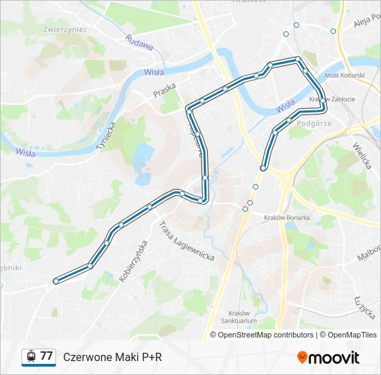 Трамвай 77: карта маршрута
