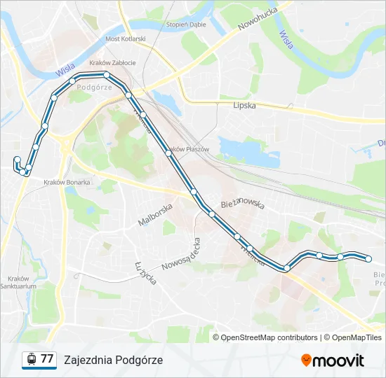 Трамвай 77: карта маршрута