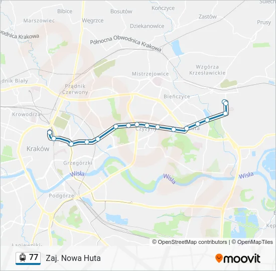 Трамвай 77: карта маршрута