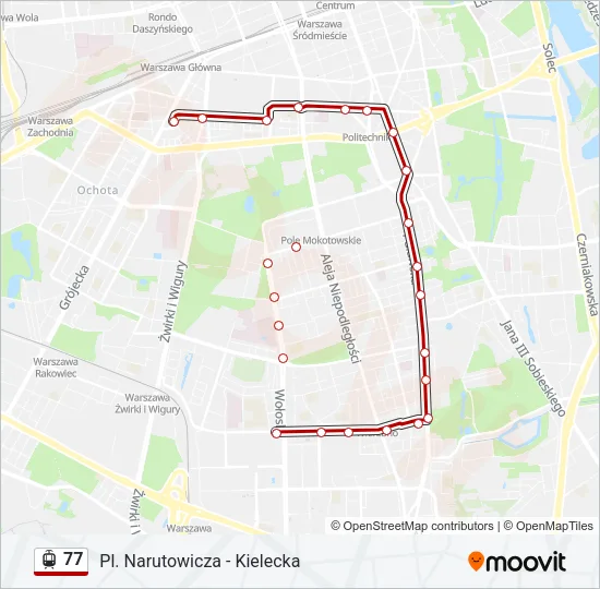 Трамвай 77: карта маршрута