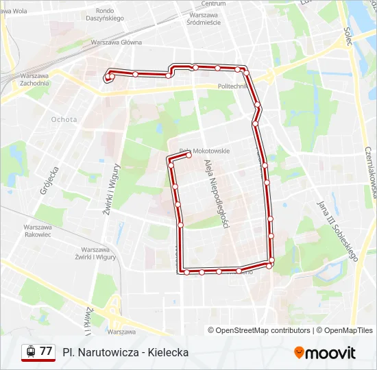 Трамвай 77: карта маршрута