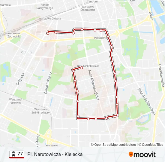 Трамвай 77: карта маршрута