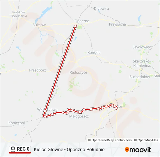 Поезд REG 0: карта маршрута