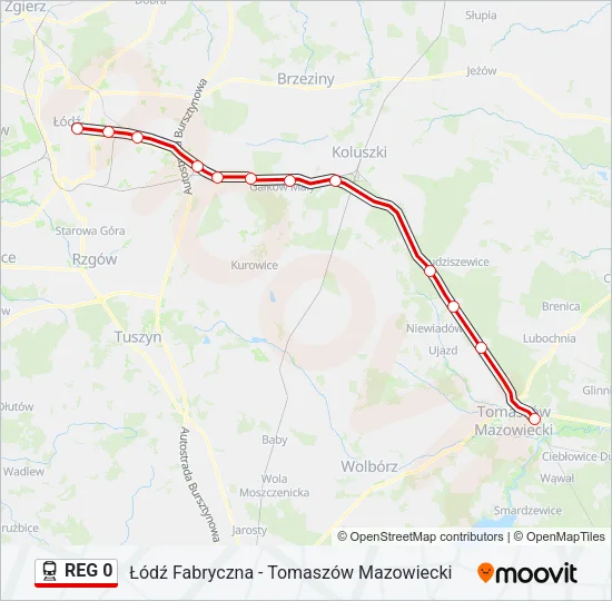Поезд REG 0: карта маршрута
