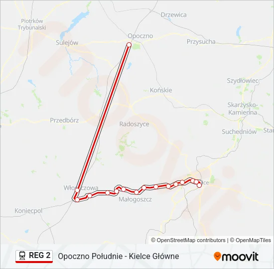 Поезд REG 2: карта маршрута