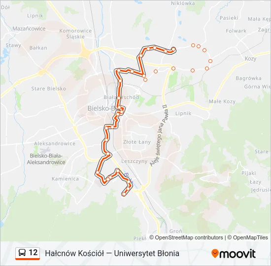 Автобус 12: карта маршрута