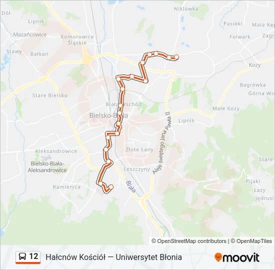 Автобус 12: карта маршрута