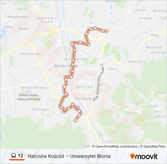 Автобус 12: карта маршрута