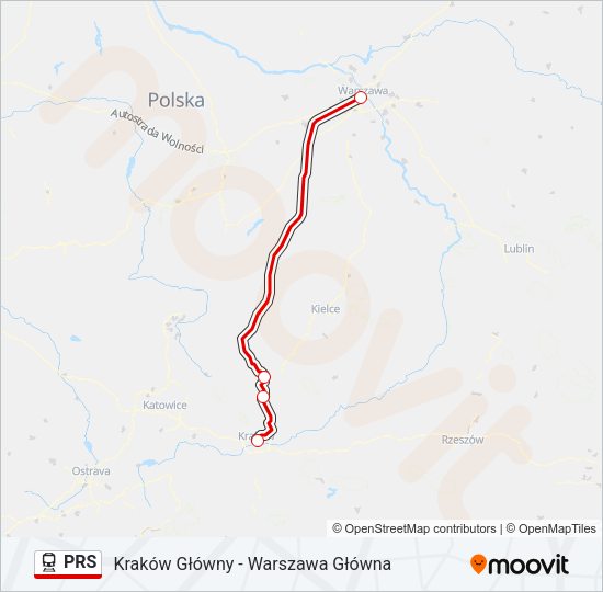 Поезд PRS: карта маршрута