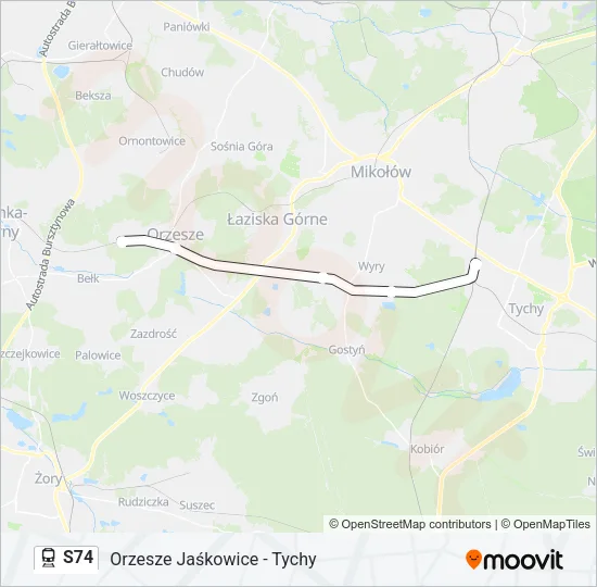 Поезд S74: карта маршрута
