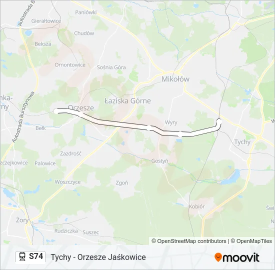 Поезд S74: карта маршрута