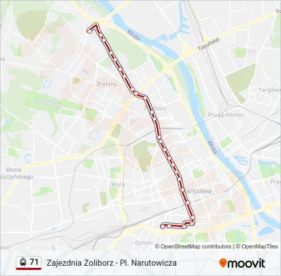 Трамвай 71: карта маршрута