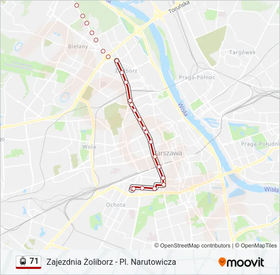 Трамвай 71: карта маршрута