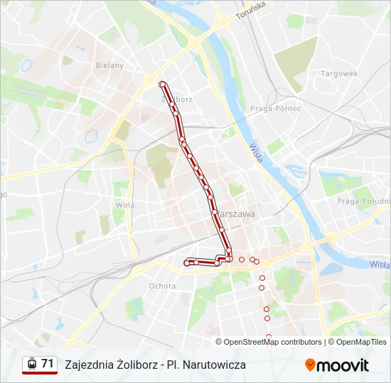 Трамвай 71: карта маршрута