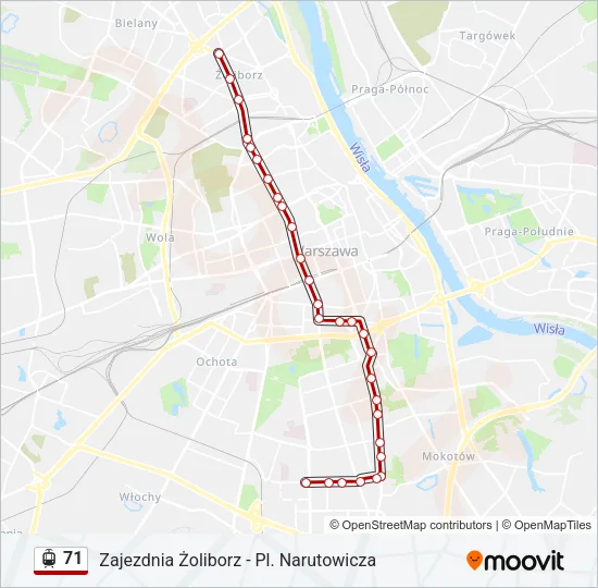 Трамвай 71: карта маршрута