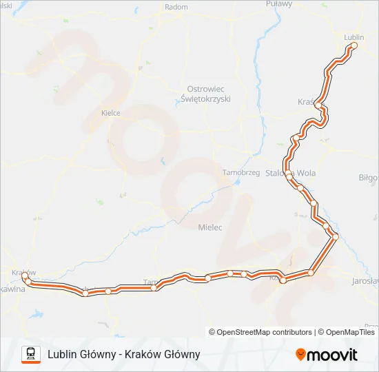 Поезд IC 23109: карта маршрута